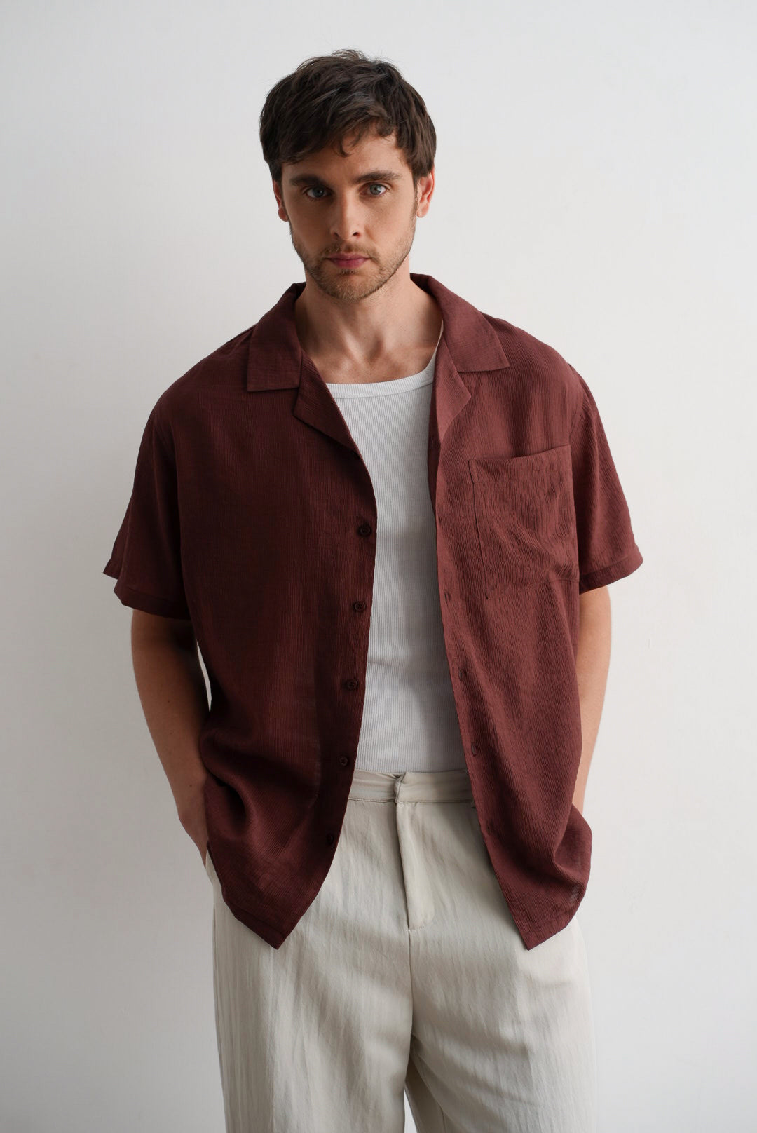 Burgundy Riviera Textured Shirt