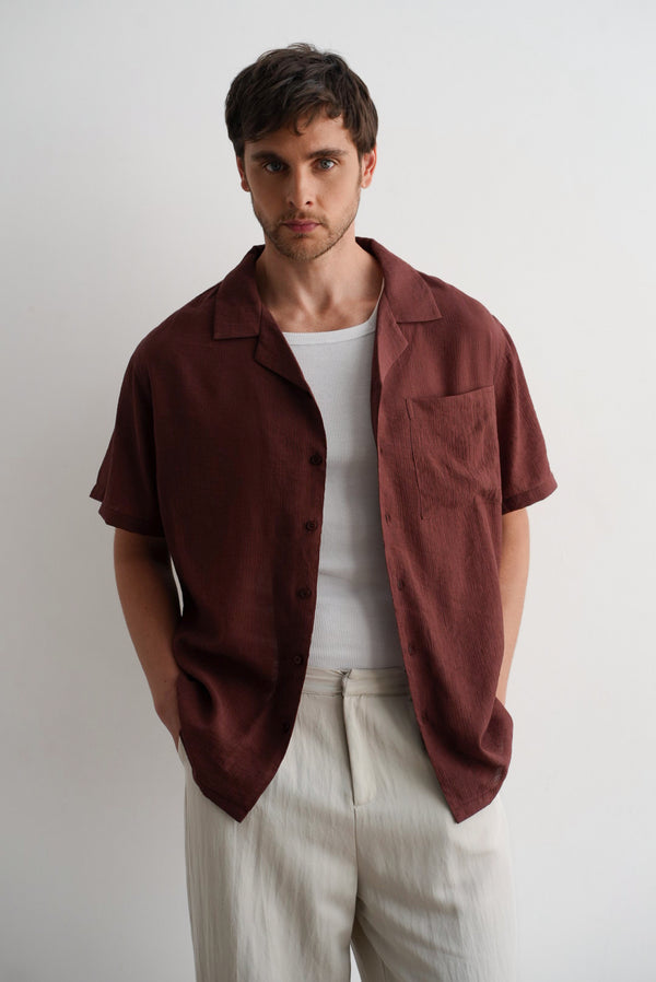 Burgundy Riviera Textured Shirt